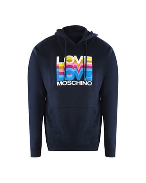 Sudadera Con Capucha Azul Marino Con Logotipos Múltiples De Love Moschino