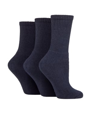 Paquete de 3 pares de calcetines deportivos de mujer lisos - Calcetines atléticos de algodón suave para el día a día