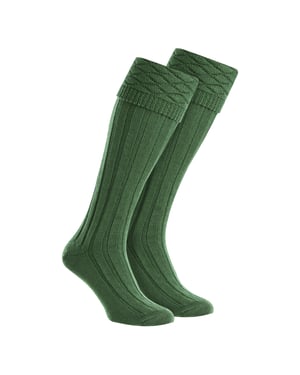 Calcetines de Lana Premium para Hombre hasta la Rodilla con Patrón de Diamantes y Puño Doblado