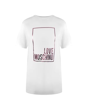 Camiseta Blanca Con Logo De Caja Brillante De Love Moschino