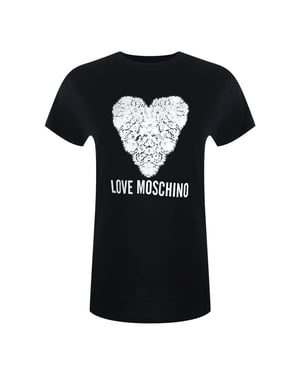 Camiseta Negra Con Estampado De Corazones De Love Moschino