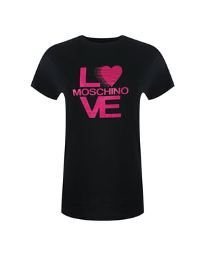 Camiseta Negra Con El Logo Llamativo De Love Moschino