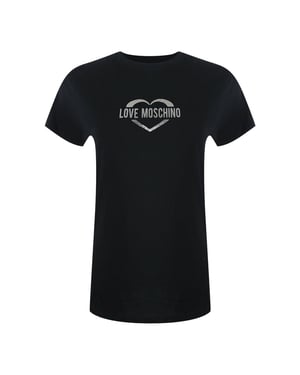 Camiseta Negra Con Logo De Corazón Brillante De Love Moschino