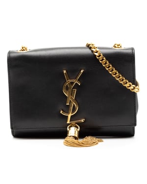 Bolso cruzado Kate con borlas de piel de ternera lisa de segunda mano con monograma