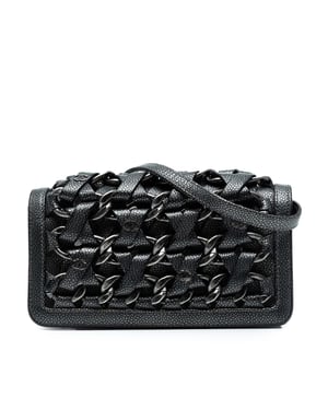 Bolso de mano de cadena entrelazada en caviar metálico Cc de segunda mano con strap