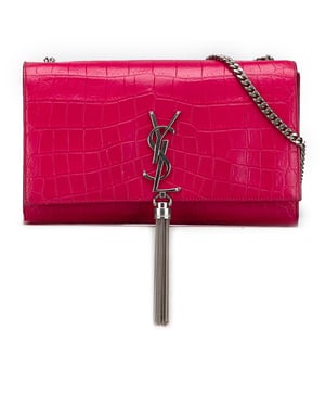 Bolso Cruzado de Piel Grabada Croc de Piel Media Kate con Borlas de Segunda Mano