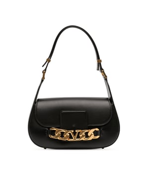 Bolso de hombro Vlogo de cadena de cuero mediano de segunda mano