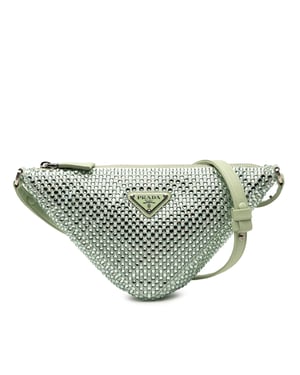 Bolso Triangular Embellecido con Cristales de Satén de Segunda Mano