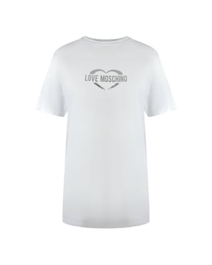 Camiseta Blanca Con Logo De Corazón Brillante De Love Moschino