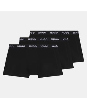 Pack de 3 bóxers con banda elástica de logo Hugo para hombre en negro