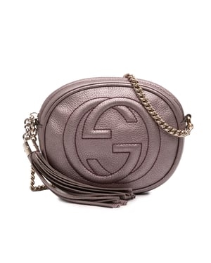 Mini de Segunda Mano de Cuero de Piel de Ternera Metalizado Soho con Cadena Crossbody