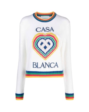 Jersey Casablanca Heart Casa Brand, Tejido De Punto Blanco