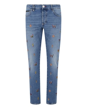 Embroidered Super Straight Cut Jeans