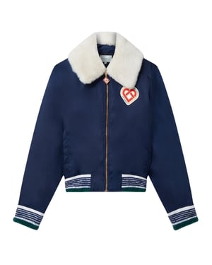 Chaqueta Bomber De Nailon Azul Marino De Casablanca
