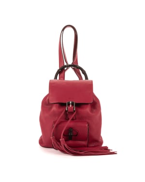 Gucci Bamboo Tassel Backpack  en Fucsia Cuero de ternero
