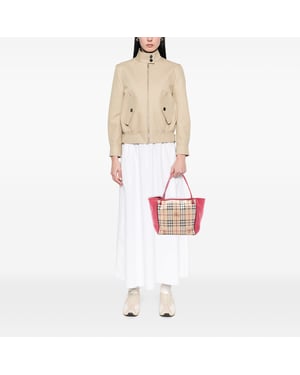 Bolso Canterbury de lienzo recubierto con cuadro Haymarket y detalles en cuero, de segunda mano