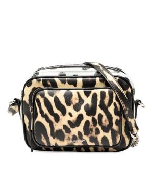 Bolso de cámara de cuero impreso de leopardo de segunda mano