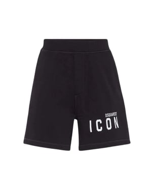 Pantalón Corto Negro De Corte Relajado Con El Logotipo De Dsquared2 Icon