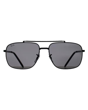 Ray-Ban Rectangle Unisex Negro Pulido Gris Oscuro RB3796