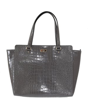 Bolso de Mano Elissa Bristol Drive de Cuero con Grabado de Cocodrilo Gris de Kate Spade