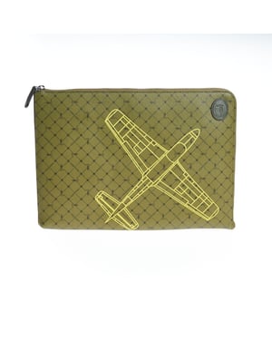 Clutch para hombres de cuero verde Trussardi