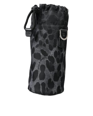 Bolso de mano redondo slim con jaula para botella de leopardo negro Dolce & Gabbana