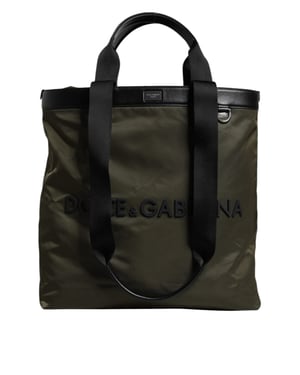 Bolso Tote de Nylon Verde Militar con Asa de Hombro Dolce & Gabbana
