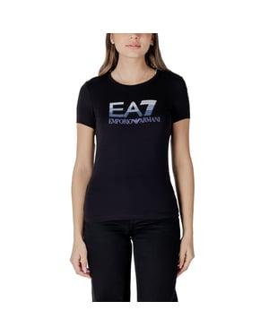 Camiseta de algodón negra EA7 Emporio Armani