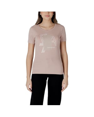 Camiseta de algodón rosa EA7 Emporio Armani