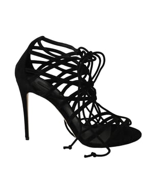 Sandalias de tacón stilettos de ante negro de Dolce & Gabbana