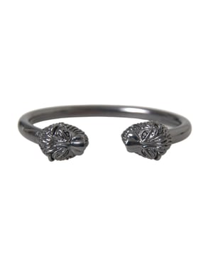 Pulsera de puño con cabeza de león en tono gunmetal