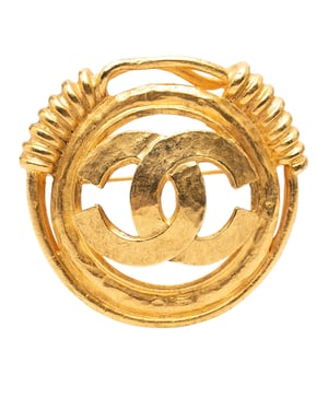 Broche Redondo de Primavera CC Baño de Oro de Segunda Mano