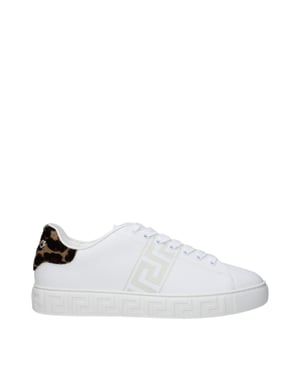 Zapatillas bajas de cuero blanco Versace