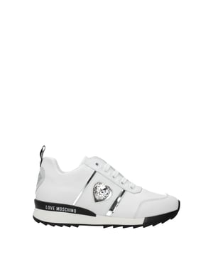 Zapatillas bajas de cuero blanco Love Moschino