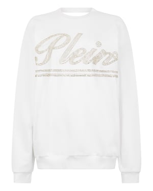 Washed Open Back Sweatshirt Strass Signature