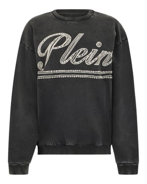 Washed Open Back Sweatshirt Strass Signature