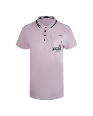 Polo Rosa Con Logo Pequeño De Love Moschino