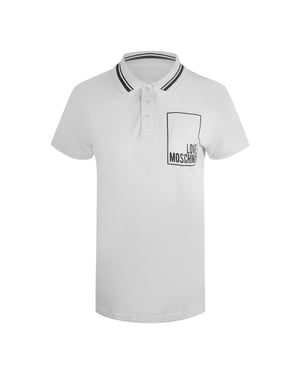 Polo Blanco Con Logo Pequeño De Love Moschino