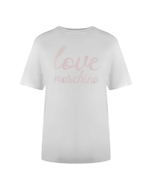 Camiseta Blanca Con Logo Rosa Intenso De Love Moschino