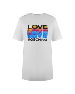 Camiseta Blanca Con Logo En Capas De Love Moschino