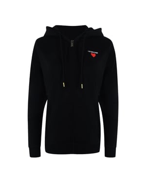 Sudadera Con Capucha Negra Con Cremallera Y Logo De Corazón Pequeño Y Llamativo De Love Moschino