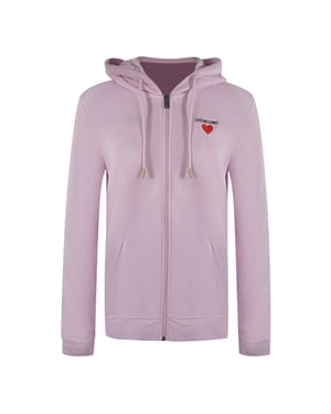 Sudadera Con Capucha Rosa Con Cremallera Y Logo De Corazón Pequeño De Love Moschino