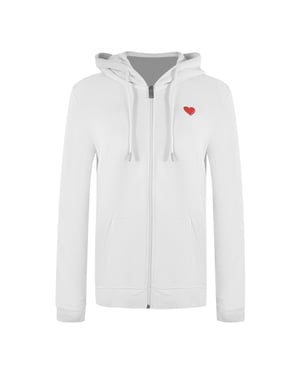 Sudadera Blanca Con Cremallera Y Logo De Corazón Rojo Pequeño De Love Moschino