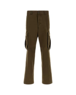 Pantalón cargo holgado de algodón elástico verde oliva