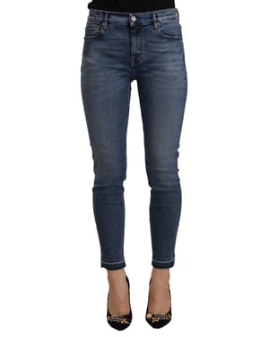 Jeans Ajustados con Dobladillo Sin Acabar en el Tobillo
