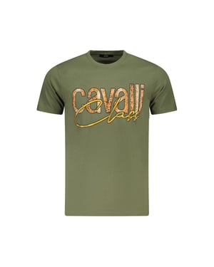 Camiseta de Hombre Cavalli Class Verde de Algodón