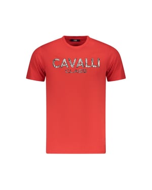 Camiseta de Algodón Roja para Hombre Cavalli Class