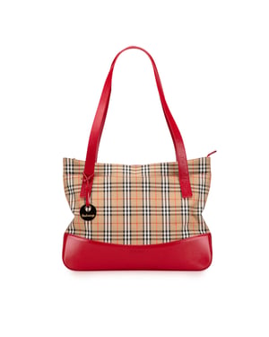 Bolso Tote de Lona con Check Haymarket de Segunda Mano
