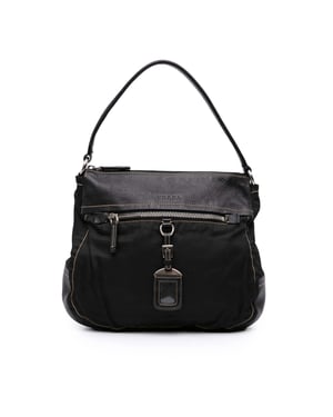 Bolso de hombro de cuero y tessuto de segunda mano