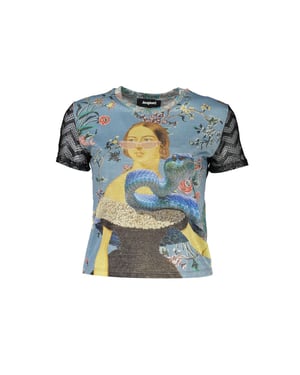 Desigual Azzurro Camiseta de Poliéster para Mujer